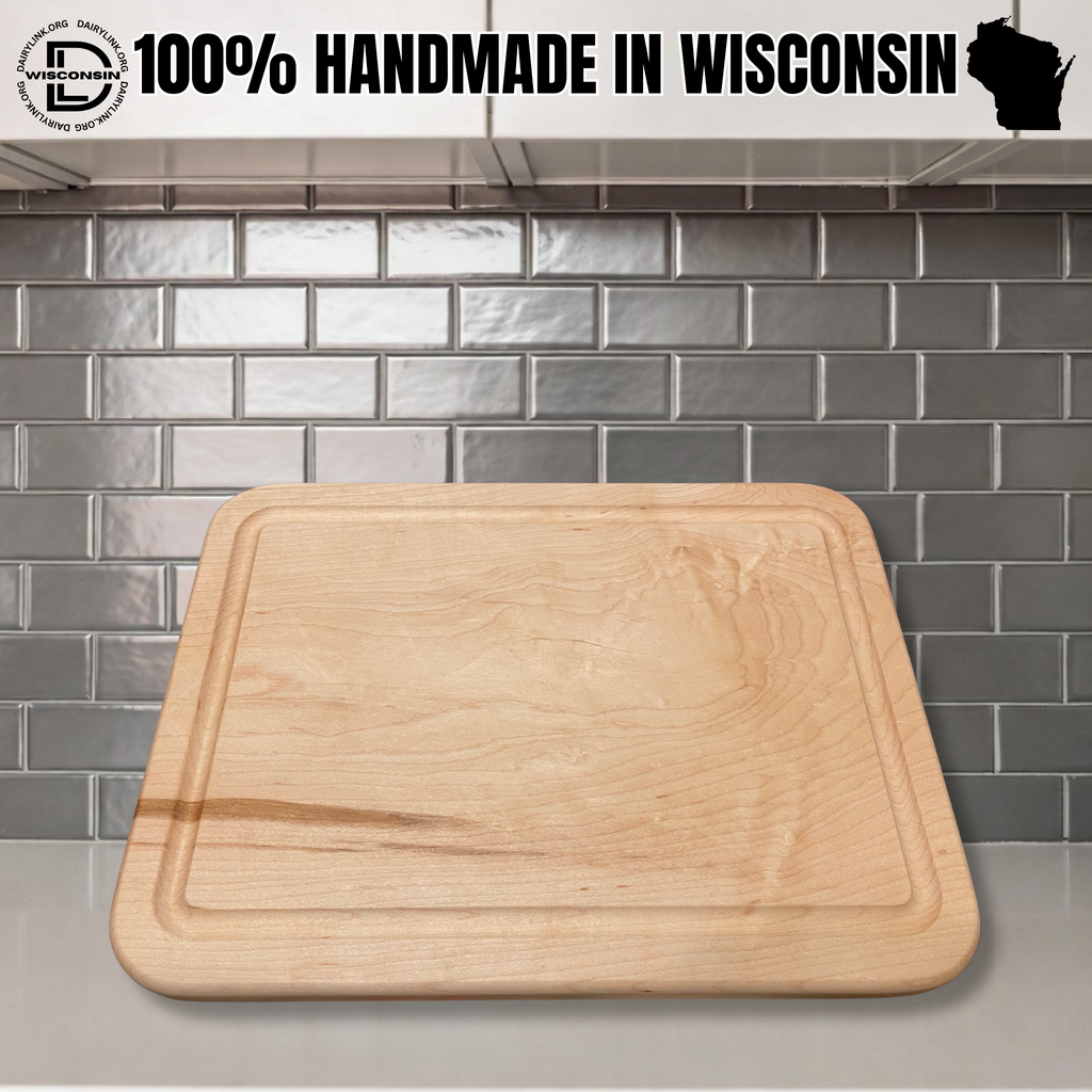 100% Made in Wisconsin Solid Maple Charcuterie Cutting Board 12″ × 9 3/16″